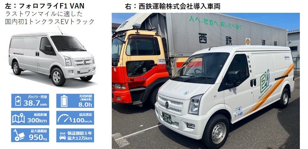 EVメーカー フォロフライ F1VANを 福岡の物流老舗 西鉄運輸株式会社が 